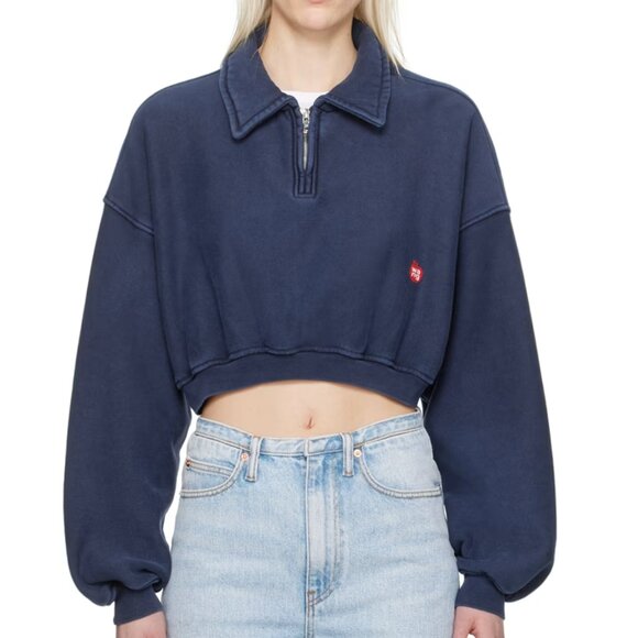 Alexander Wang Navy Half-Zip Sweatshirt - Picture 1 of 4